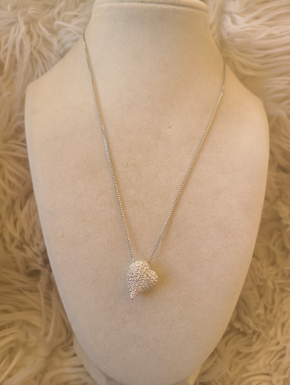 Swarovski Silver Crystal Pavé Heart Pendant Necklace- Excellent Condition
